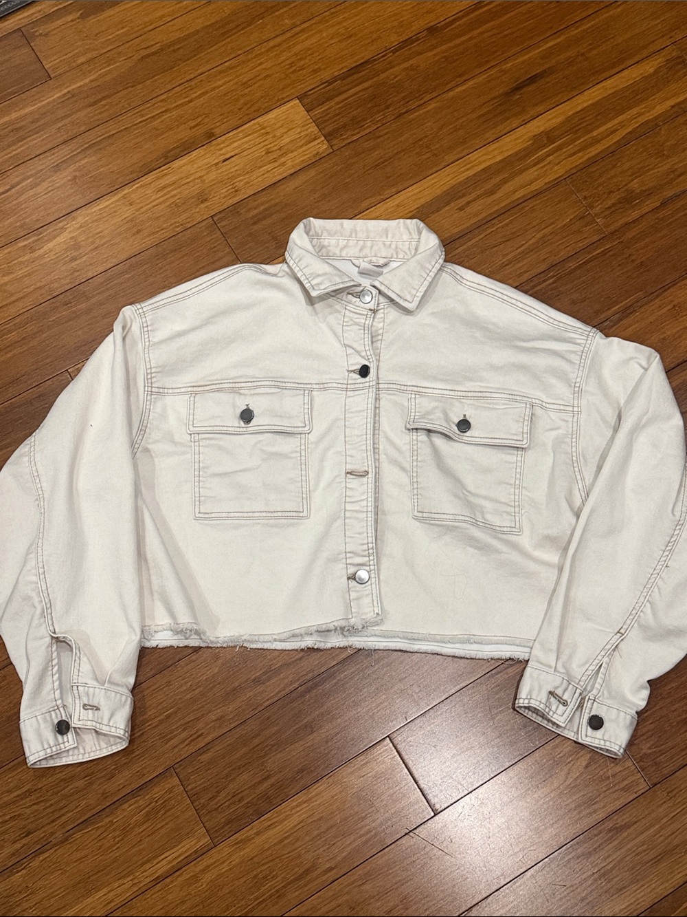 Cropped Cream/white Jacket - Women's Lightweight stretchy Jacket XXL